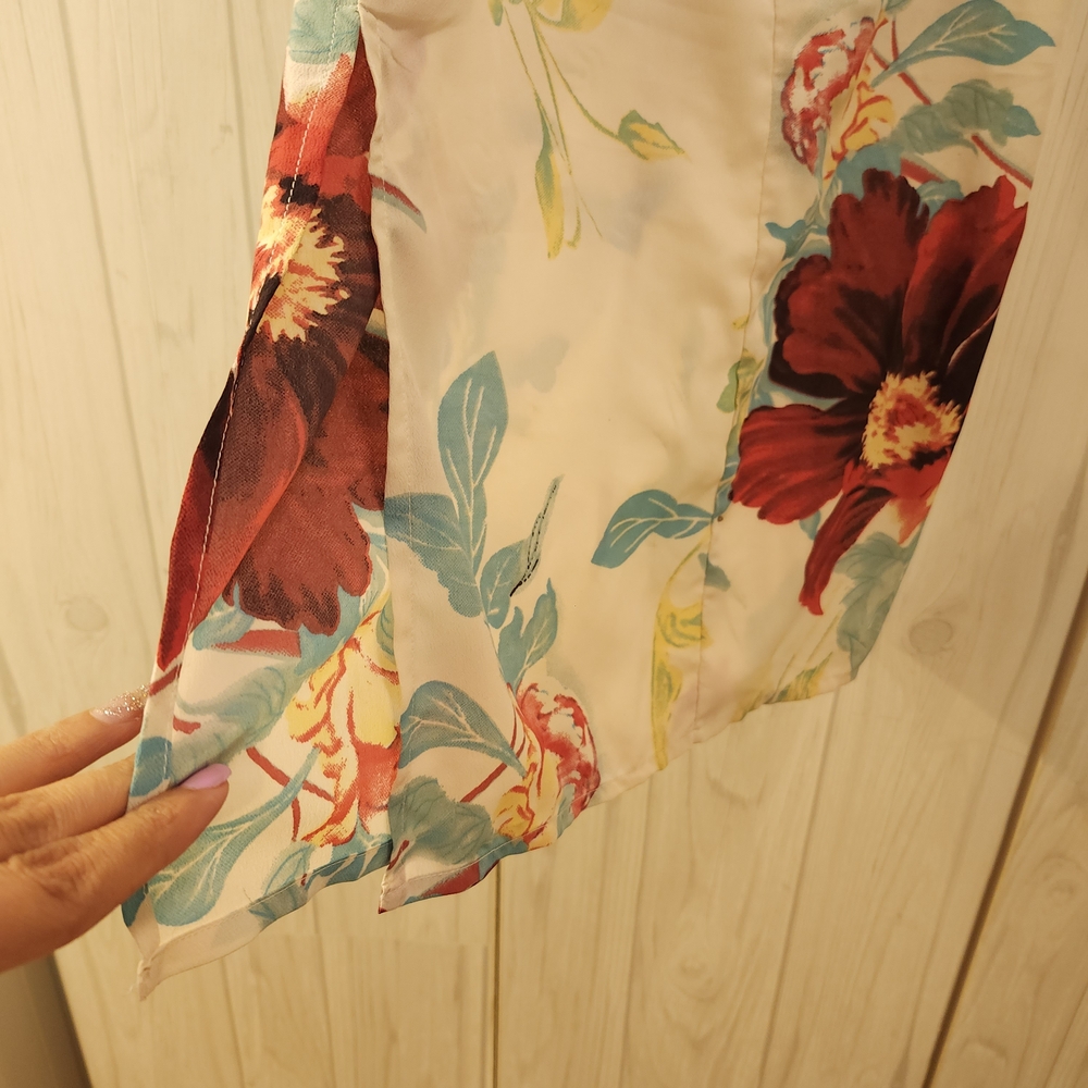 Floral Print Cream Skirt - Picture 3 of 6